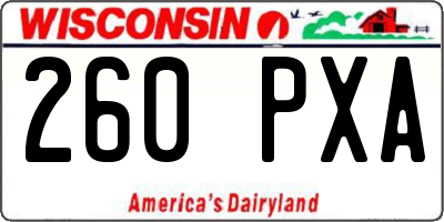 WI license plate 260PXA