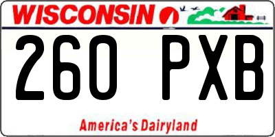 WI license plate 260PXB