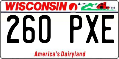 WI license plate 260PXE