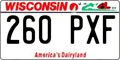 WI license plate 260PXF