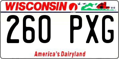 WI license plate 260PXG