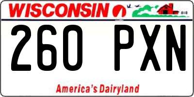 WI license plate 260PXN
