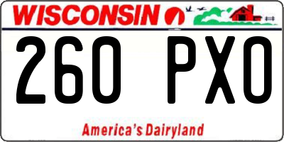WI license plate 260PXO
