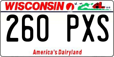 WI license plate 260PXS
