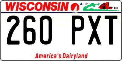 WI license plate 260PXT