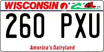WI license plate 260PXU