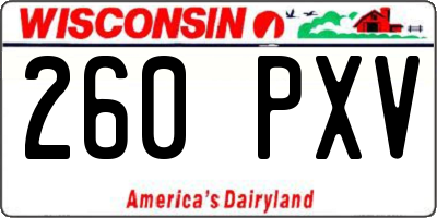 WI license plate 260PXV