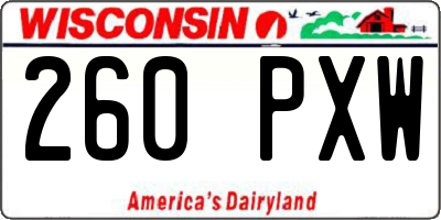 WI license plate 260PXW