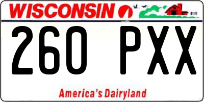 WI license plate 260PXX