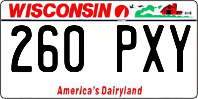 WI license plate 260PXY