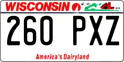 WI license plate 260PXZ