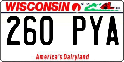 WI license plate 260PYA