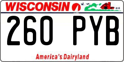 WI license plate 260PYB