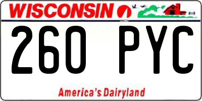 WI license plate 260PYC
