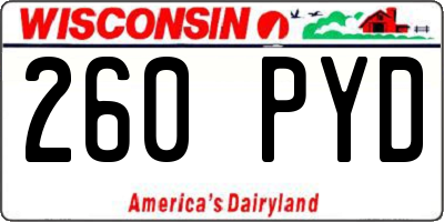 WI license plate 260PYD