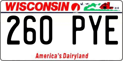 WI license plate 260PYE
