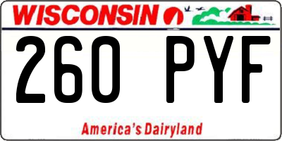 WI license plate 260PYF