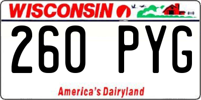 WI license plate 260PYG