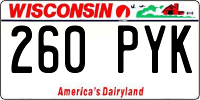WI license plate 260PYK
