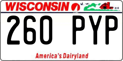 WI license plate 260PYP