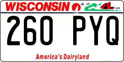 WI license plate 260PYQ