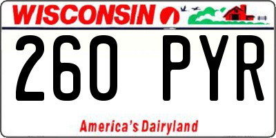WI license plate 260PYR