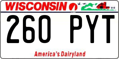 WI license plate 260PYT