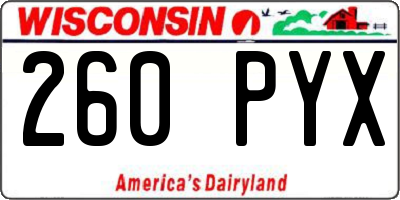 WI license plate 260PYX