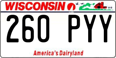 WI license plate 260PYY
