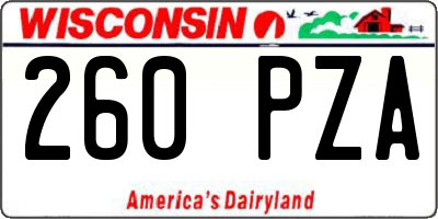 WI license plate 260PZA
