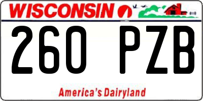 WI license plate 260PZB