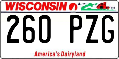 WI license plate 260PZG
