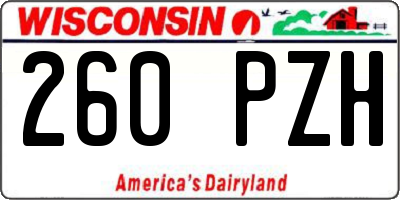 WI license plate 260PZH
