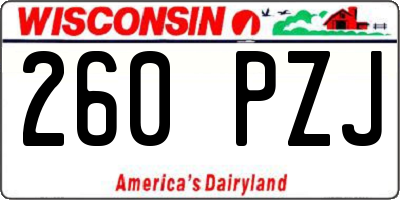 WI license plate 260PZJ