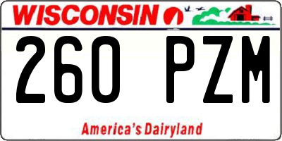 WI license plate 260PZM