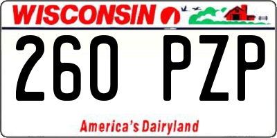 WI license plate 260PZP