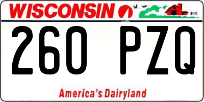 WI license plate 260PZQ