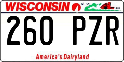 WI license plate 260PZR