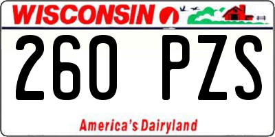 WI license plate 260PZS