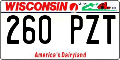 WI license plate 260PZT