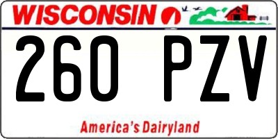 WI license plate 260PZV
