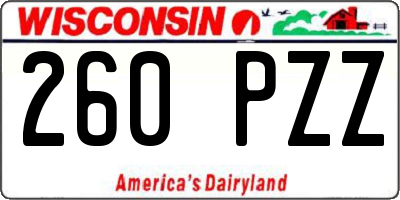 WI license plate 260PZZ