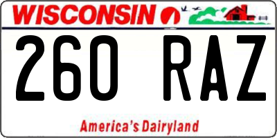 WI license plate 260RAZ