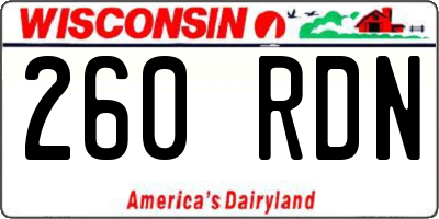 WI license plate 260RDN