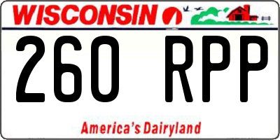 WI license plate 260RPP