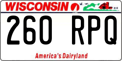 WI license plate 260RPQ