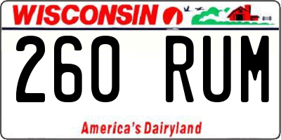 WI license plate 260RUM