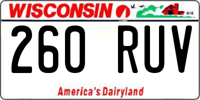 WI license plate 260RUV
