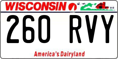 WI license plate 260RVY