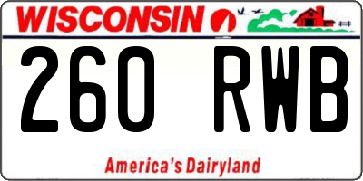 WI license plate 260RWB